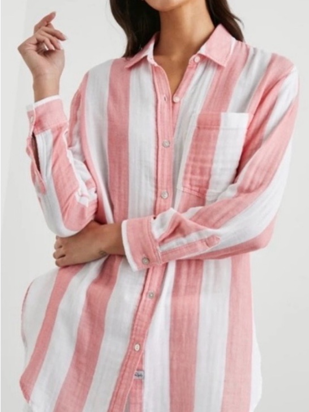 Rails Jaylin  Playa  Stripe Pink and White Striped Button-Up Shirt size S